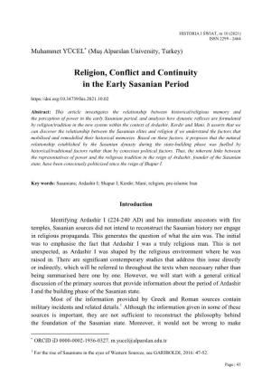 Religion, Conflict and Continuity in the Early Sasanian Period