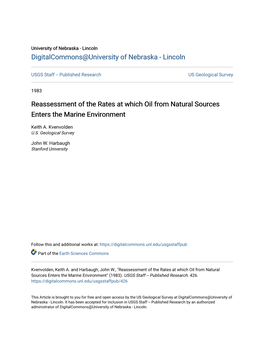 Reassessment of the Rates at Which Oil from Natural Sources Enters the Marine Environment