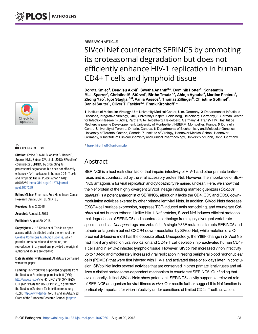 Sivcol Nef Counteracts SERINC5 by Promoting Its Proteasomal Degradation but Does Not Efficiently Enhance HIV-1 Replication in Human CD4+ T Cells and Lymphoid Tissue