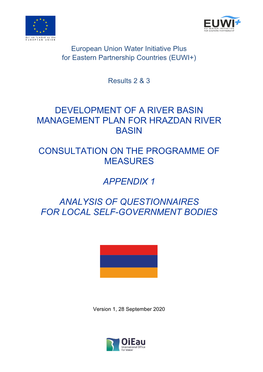 Development of a River Basin Management Plan for Hrazdan River Basin