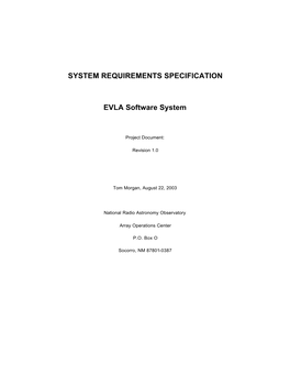 SYSTEM REQUIREMENTS SPECIFICATION EVLA Software