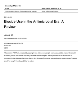Biocide Use in the Antimicrobial Era: a Review