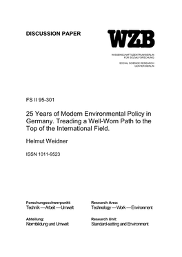Twenty-Five Years of Modern Environmental Policy in Germany