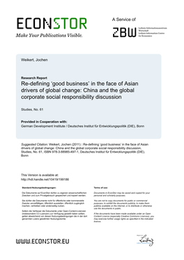 In the Face of Asian Drivers of Global Change: China and the Global Corporate Social Responsibility Discussion
