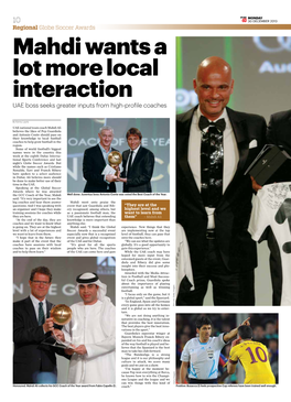 Mahdi Wants a Lot More Local Interaction UAE Boss Seeks Greater Inputs from High-Profile Coaches