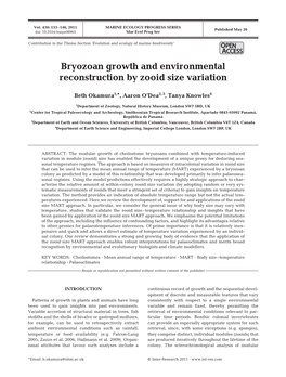 Bryozoan Growth and Environmental Reconstruction by Zooid Size Variation