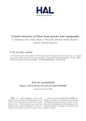 Crustal Structure of Mars from Gravity and Topography G