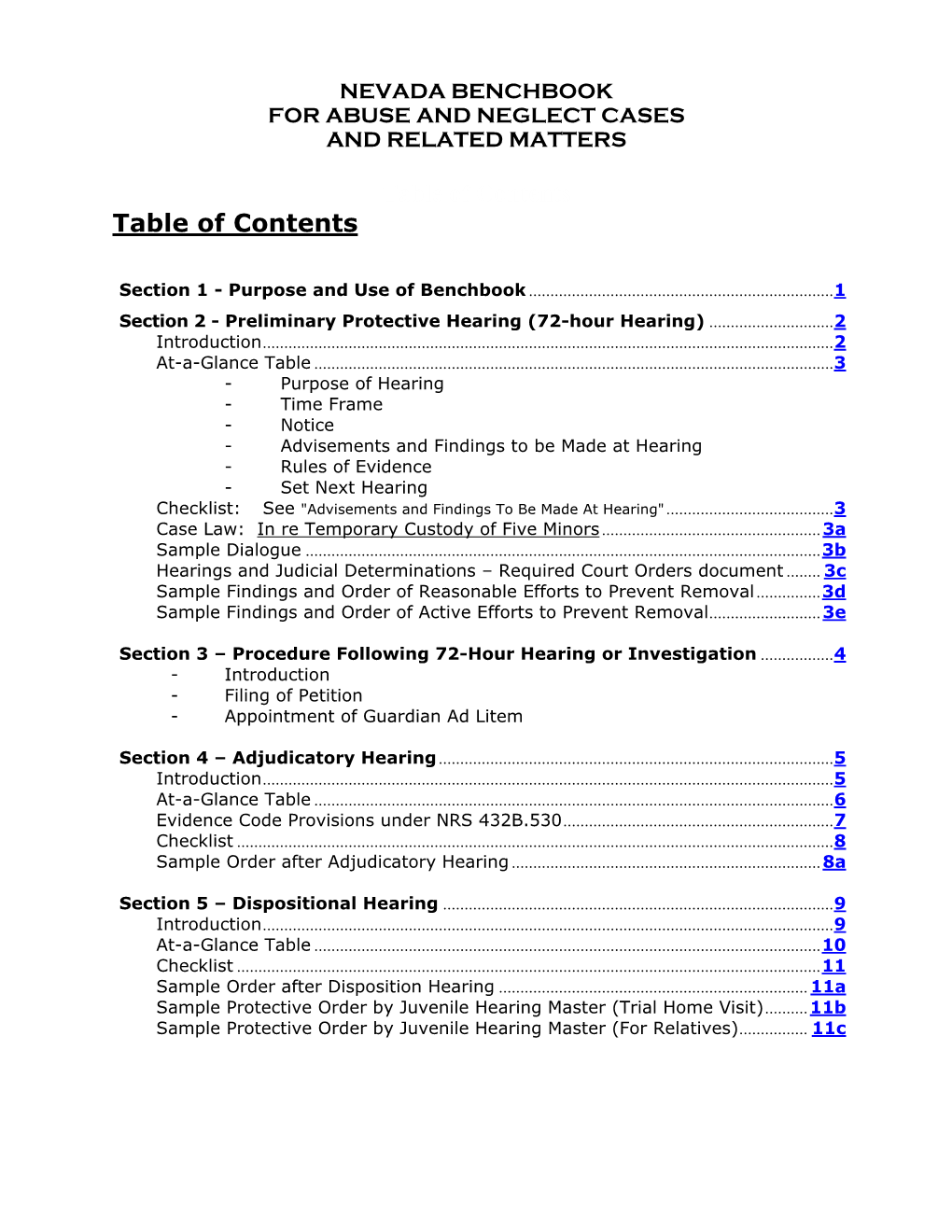 Benchbook for Abuse and Neglect Cases and Related Matters