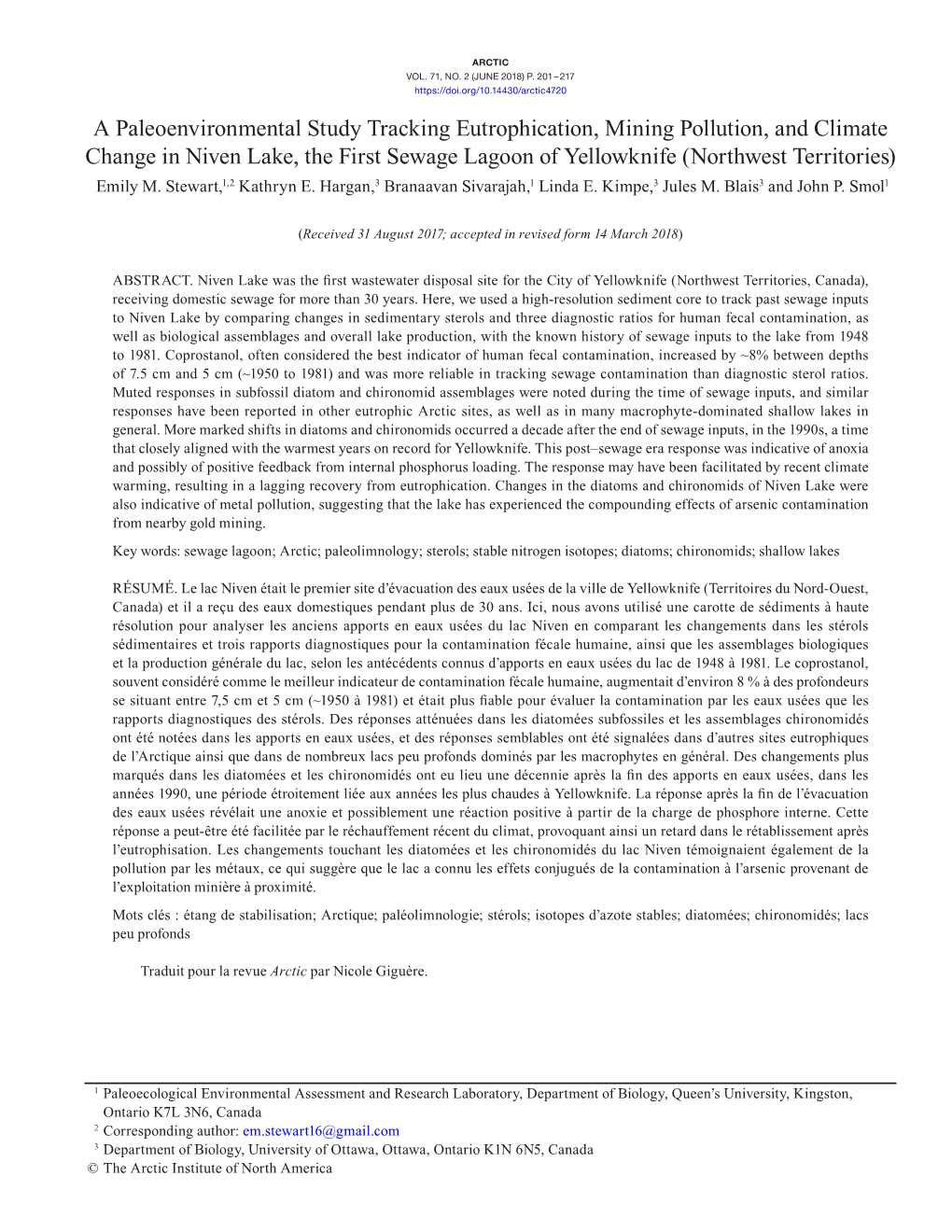 A Paleoenvironmental Study Tracking Eutrophication, Mining Pollution