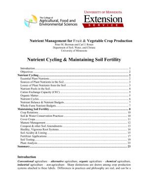 Nutrient Cycling & Maintaining Soil Fertility