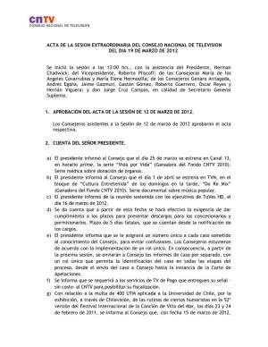 Acta De La Sesion Extraordinaria Del Consejo Nacional De Television Del Dia 19 De Marzo De 2012