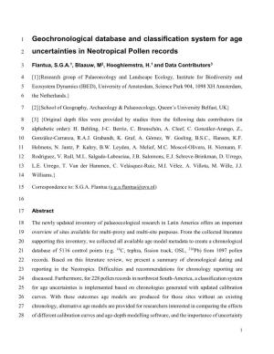 Geochronological Database and Classification System for Age Uncertainties in Neotropical Pollen Records
