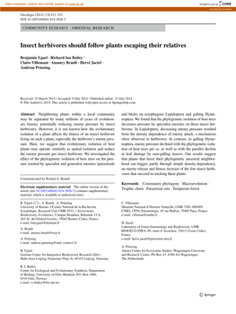 Insect Herbivores Should Follow Plants Escaping Their Relatives