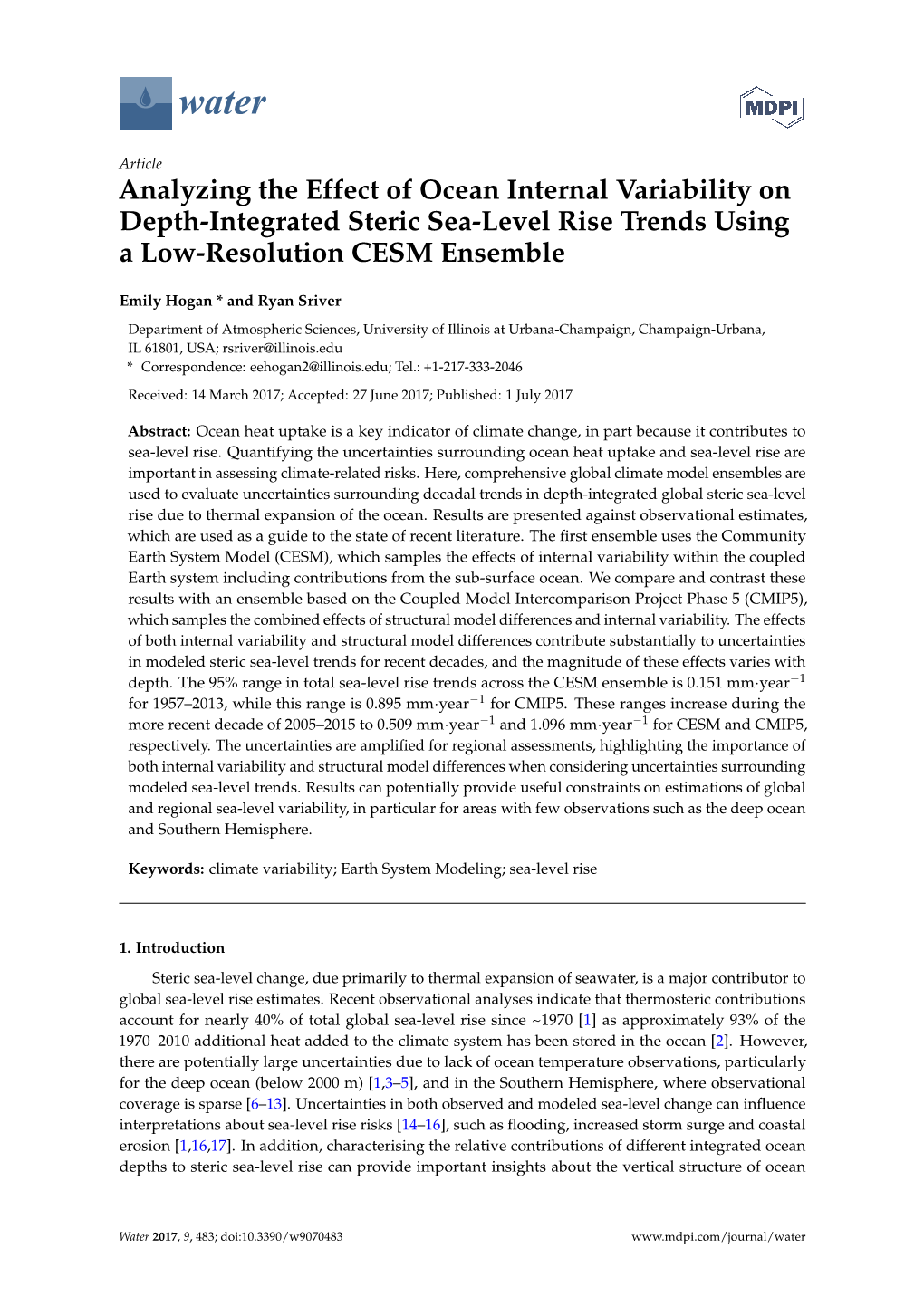 Analyzing the Effect of Ocean Internal Variability on Depth-Integrated Steric Sea-Level Rise Trends Using a Low-Resolution CESM Ensemble