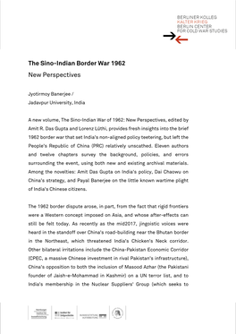 The Sino-Indian Border War 1962 New Perspectives