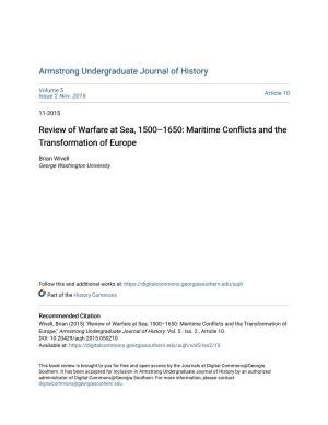 Review of Warfare at Sea, 1500–1650: Maritime Conflicts and the Transformation of Europe