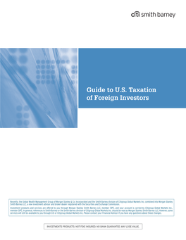 Guide to U.S. Taxation of Foreign Investors