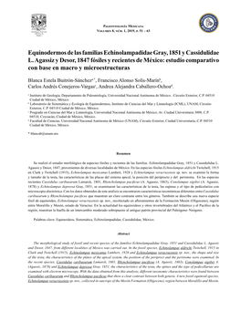 Equinodermos De Las Familias Echinolampadidae Gray, 1851 Y Cassidulidae L