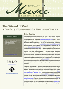 The Wizard of Oud: a Case Study of Sydney-Based Oud Player Joseph Tawadros
