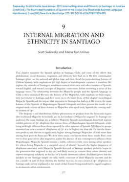 Internal Migration and Ethnicity in Santiago