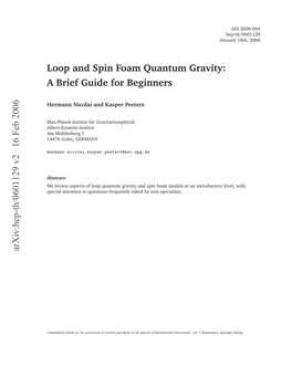 Loop and Spin Foam Quantum Gravity: a Brief Guide for Beginners