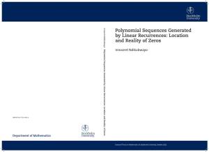 Polynomial Sequences Generated by Linear Recurrences