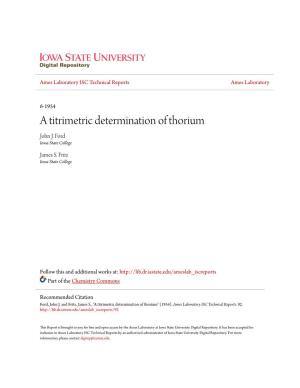 A Titrimetric Determination of Thorium John J