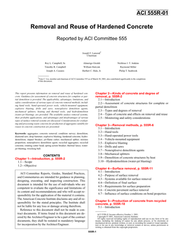 555R-01 Removal and Reuse of Hardened Concrete