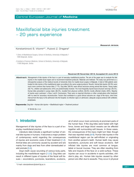 Maxillofacial Bite Injuries Treatment – 20 Years Experience