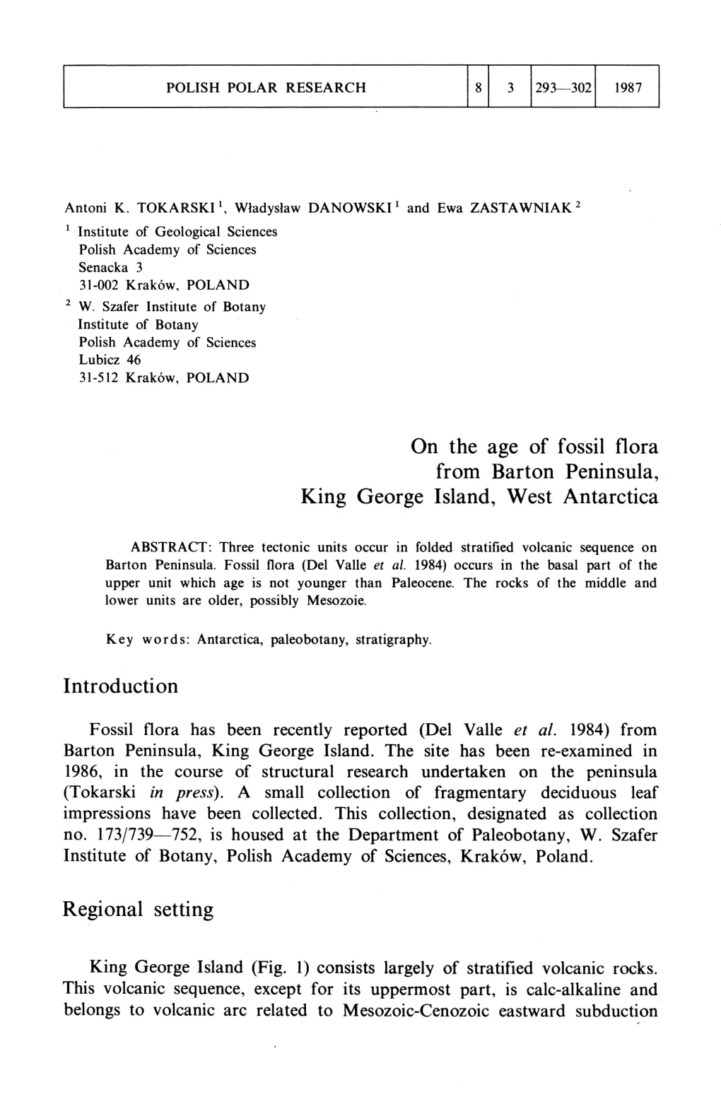 On the Age of Fossil Flora from Barton Peninsula, King George Island, West Antarctica