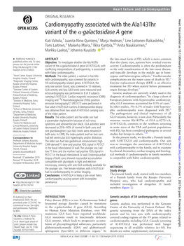 Cardiomyopathy Associated with the Ala143thr Variant of the Α