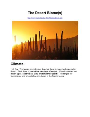 The Desert Biome(S) Climate