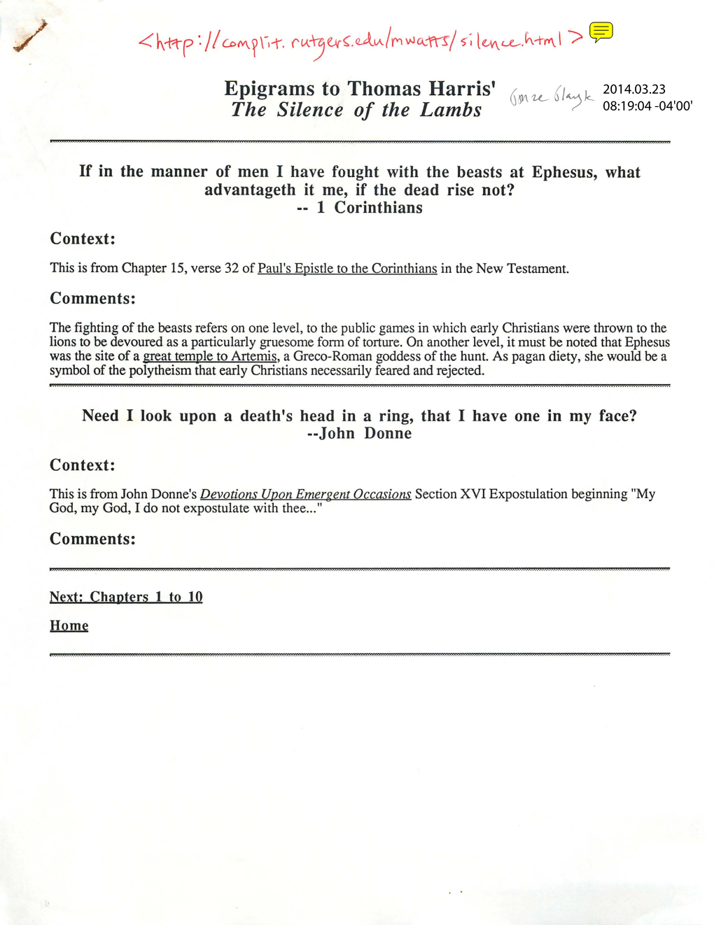 SILENCE of the LAMBS.Pdf - DocsLib