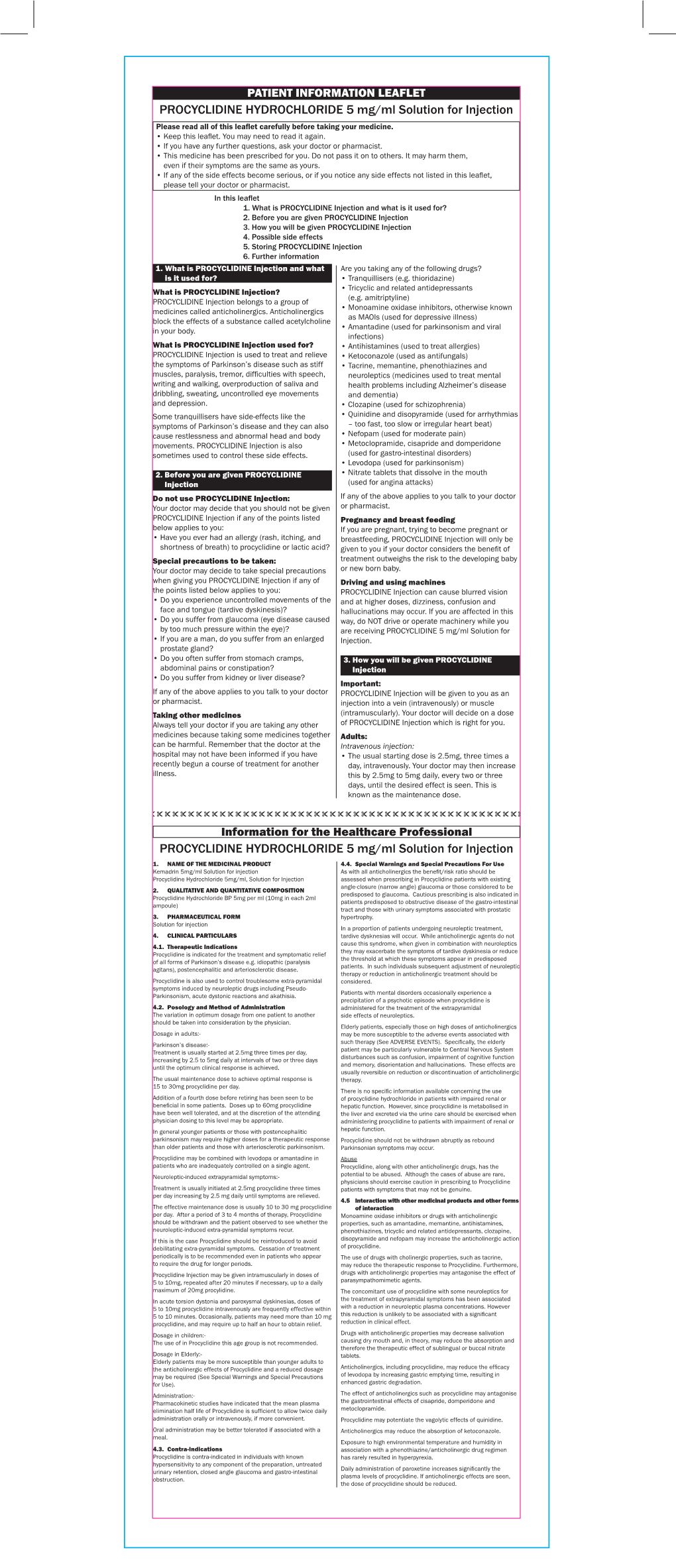 BBBA7086 Procyclidine 5 Mg-Ml Solution for Injection