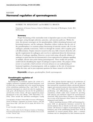 Hormonal Regulation of Spermatogenesis