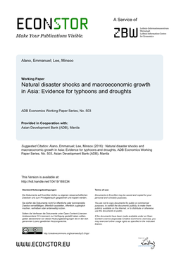 Natural Disaster Shocks and Macroeconomic Growth in Asia: Evidence for Typhoons and Droughts