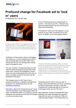Profound Change for Facebook Set to 'Lock In' Users 30 September 2011, by Alex Ogle