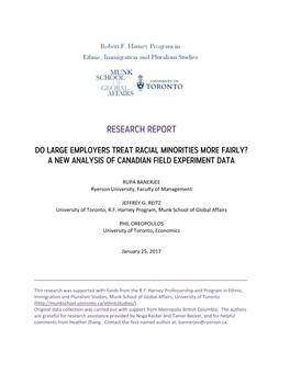 Do Large Employers Treat Racial Minorities More Fairly? a New Analysis of Canadian Field Experiment Data
