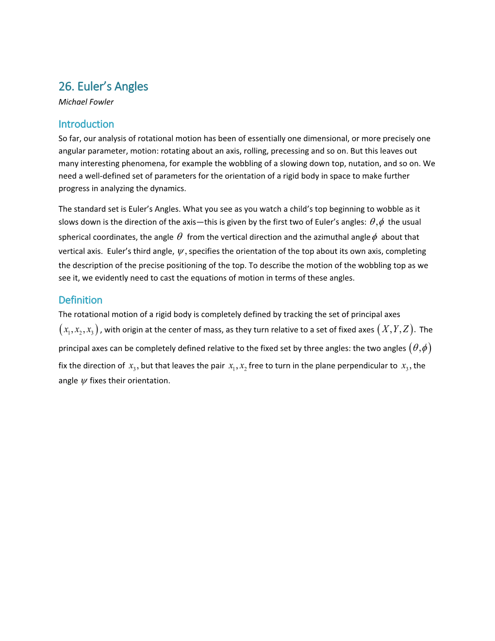 26. Euler's Angles (