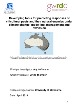 Developing Tools for Predicting Responses of Viticultural Pests and Their Natural Enemies Under Climate Change: Modelling, Management and Extension