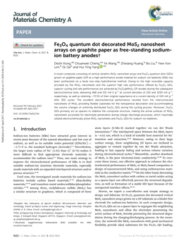 Fe3o4 Quantum Dot Decorated Mos2 Nanosheet Arrays on Graphite Paper As Free-Standing Sodium- Cite This: J