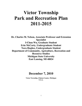 Victor Township Park and Recreation Plan 2011-2015