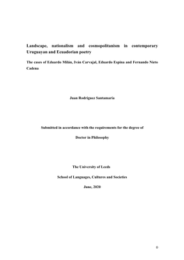 Landscape, Nationalism and Cosmopolitanism in Contemporary Uruguayan and Ecuadorian Poetry