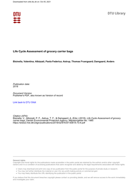 Life Cycle Assessment of Grocery Carrier Bags