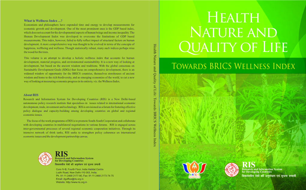 Health Nature and Quality of Life: T Owards BRICS W Ellness Index