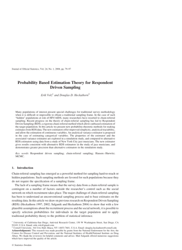 Probability Based Estimation Theory for Respondent Driven Sampling