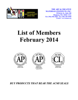 List of Members February 2014