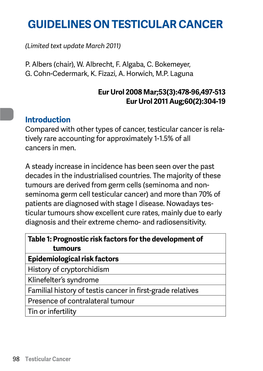 Guidelines on Testicular Cancer