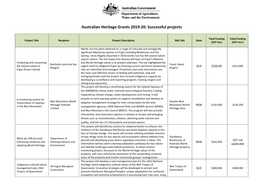 Australian Heritage Grants 2019-20: Successful Projects