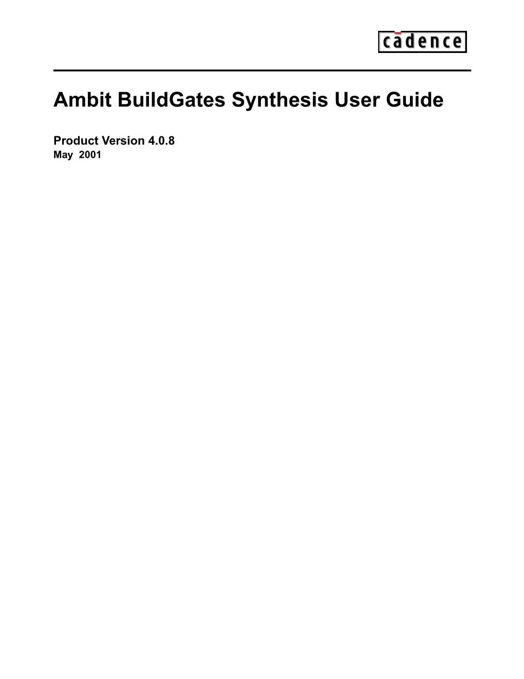 Ambit Buildgates Synthesis User Guide